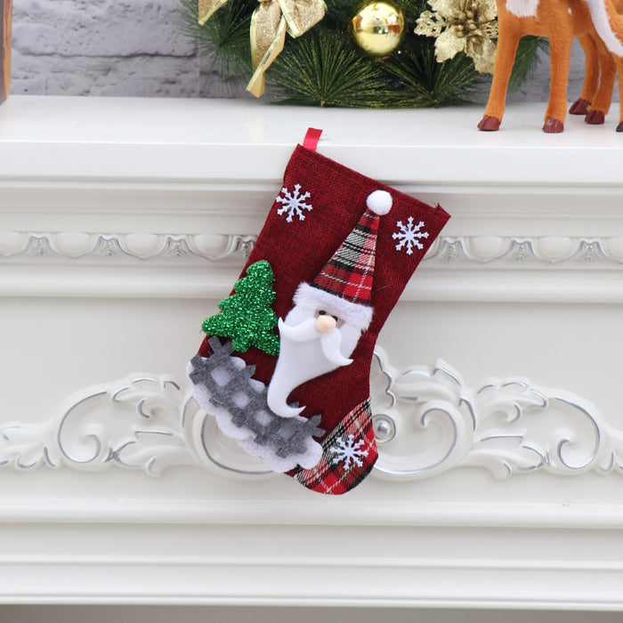 Wholesale Christmas Candy Gift Bag Decoration Props Santa Snowman Socks Medium Size Gift Christmas Stocking Decoration