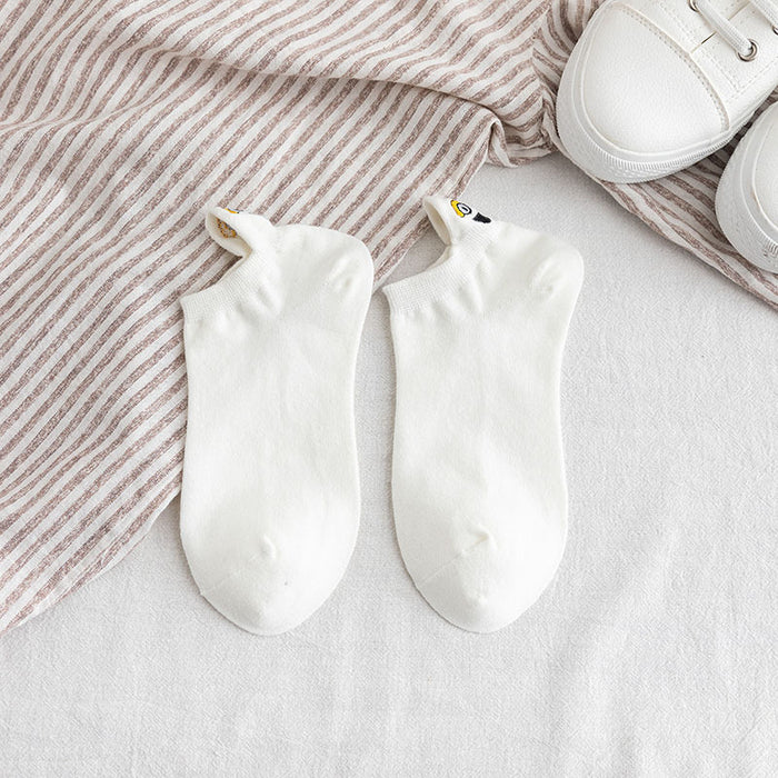 Wholesale Low cut short socks, personalized cartoon embroidery socks, boat socks