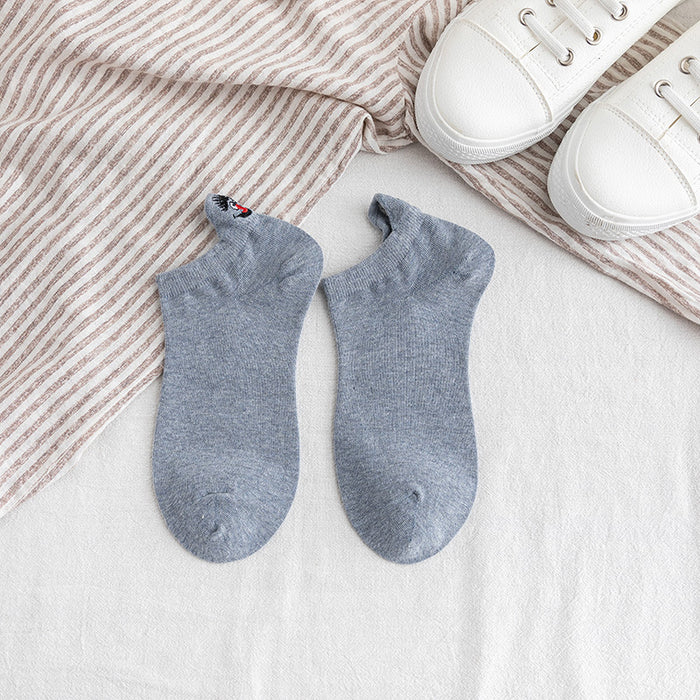 Wholesale Low cut short socks, personalized cartoon embroidery socks, boat socks