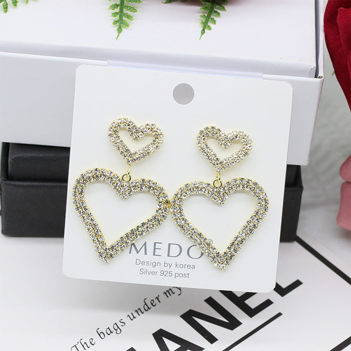 Wholesale Diamond Double Love Earrings JDC-ES-MiDu001