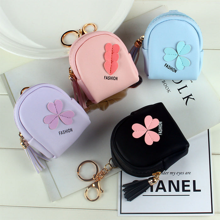 Wholesale Small Schoolbag Wallet Mini Coin Purse Women's Cute Love Small Square Bag Hand Coin Bag Leather