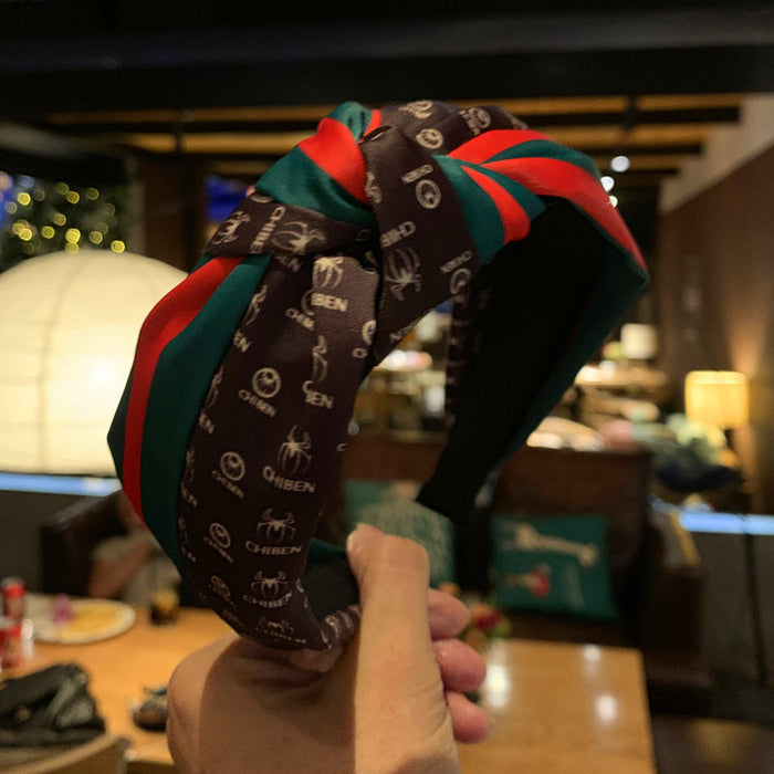 Wholesale Middle Knotted Red and Green Contrasting Wide Brim Headband JDC-HD-SJ039