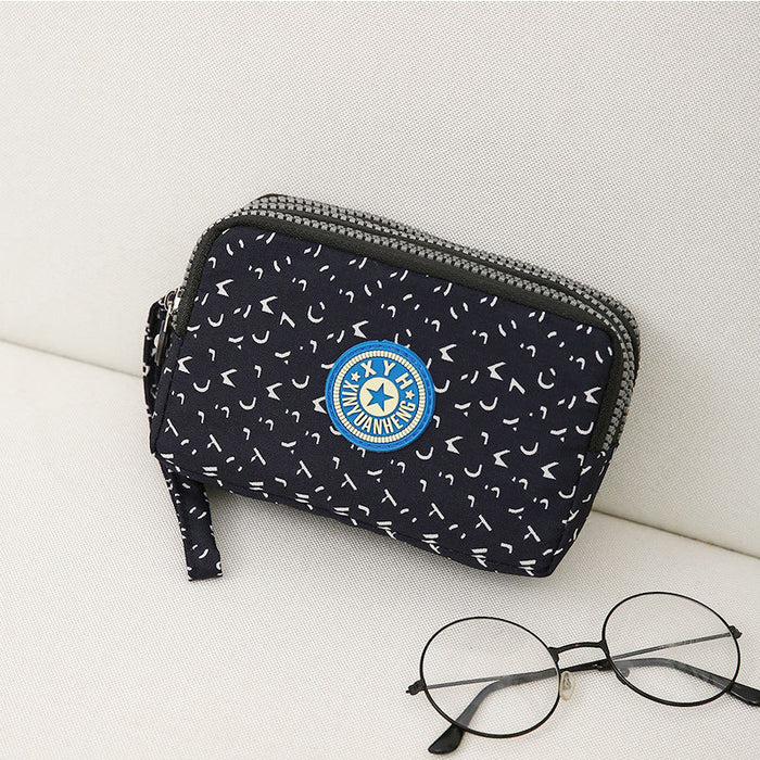 Wholesale Three-Layer Zipper Nylon Mobile Phone Bag Multi-Card Coin Purse Key Bag Wallet Women' s Clutch Bag
