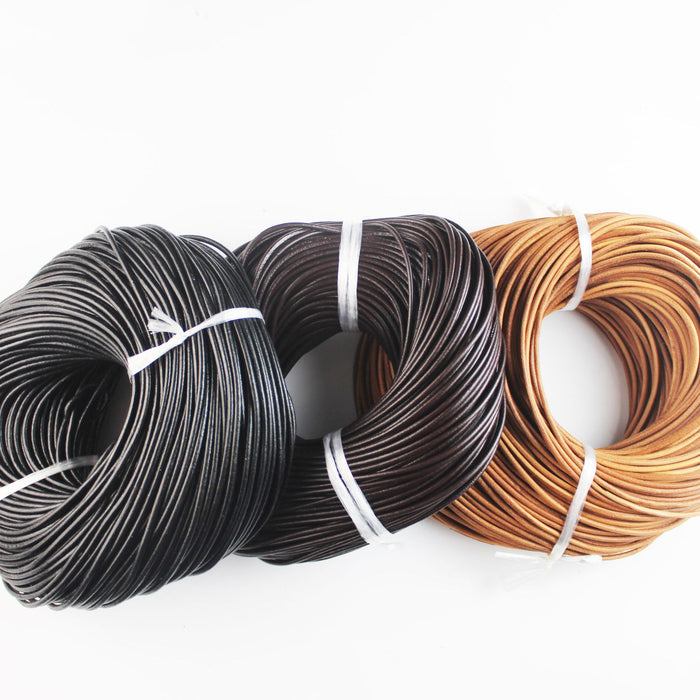 Wholesale 100pcs Round  Cowhide Rope Accessories Mobile Phone Case Leather Rope Braided Rope