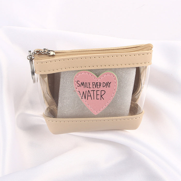 Wholesale Pink Girl's Heart Transparent Love Jelly Coin Purse Style Square Data Cable Headset Waterproof Storage Bag