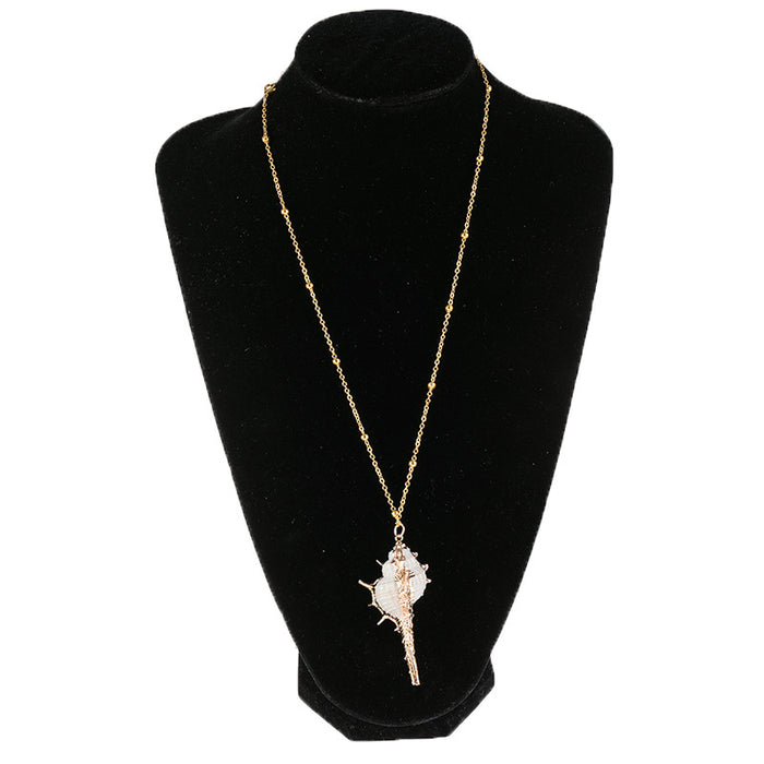 Wholesale New gold trimmed conch seashell necklace with multiple options to choose from