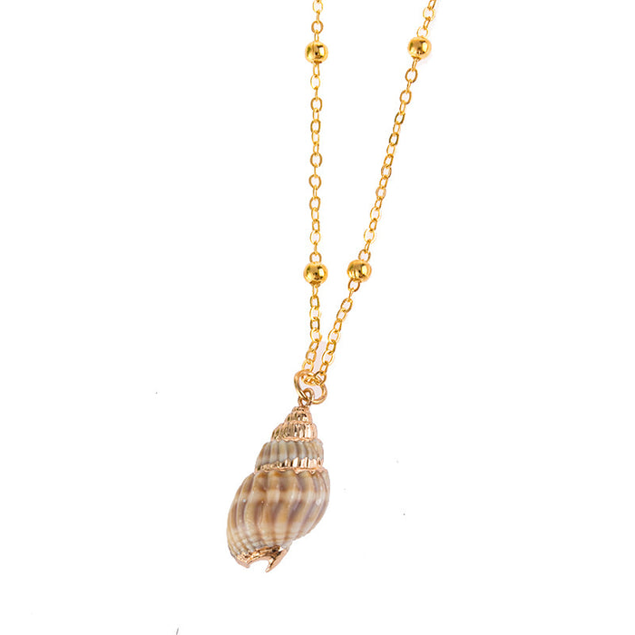 Wholesale New gold trimmed conch seashell necklace with multiple options to choose from