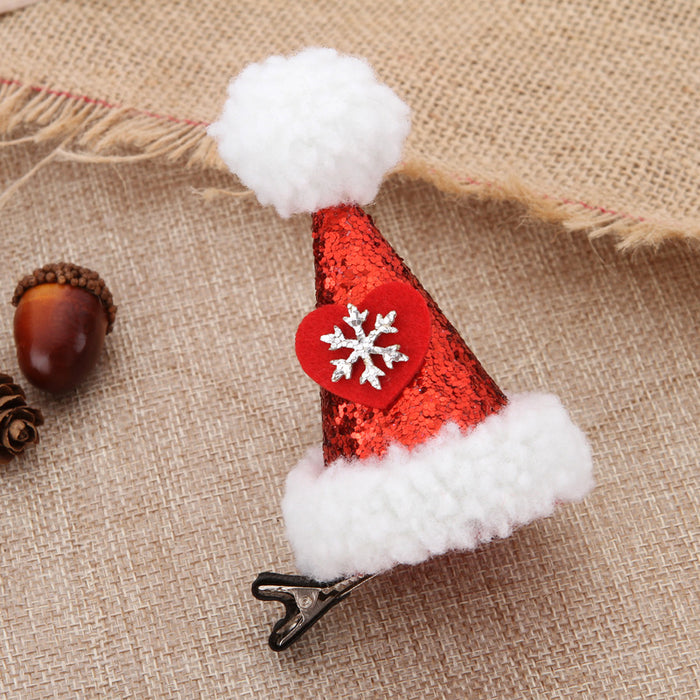 Wholesale Cute Christmas Hat Hairpins for Sequin Hat Duckbill Clip Cartoon Hairpins Headdress Christmas Hairpins