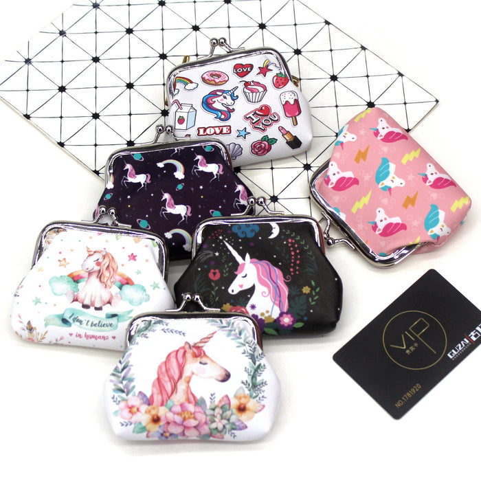 Wholesale Unicorn Print Coin Purse Cartoon Pegasus Student Coin Bag Ladies Small Wallet Children's Hand-held Creative Wallet JDC-WT-QW007