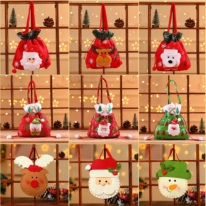 Wholesale Christmas Neck Gift Bag Happy Decal Flower Handbag Candy Bag Cartoon Children' s Handbag Apple Bag Gift Bag