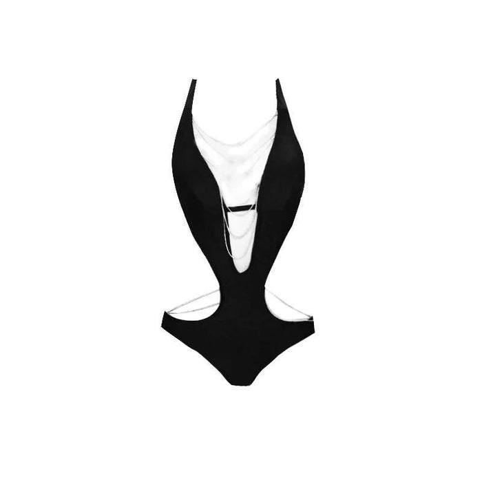 Wholesale Fashionable and sexy deep V-hollow backless one-piece swimsuit bikini