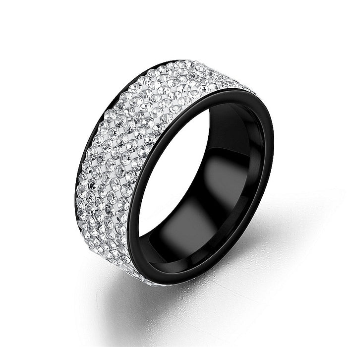 Wholesale Five Row Diamond Stainless Steel Ring JDC-RS-DChao002