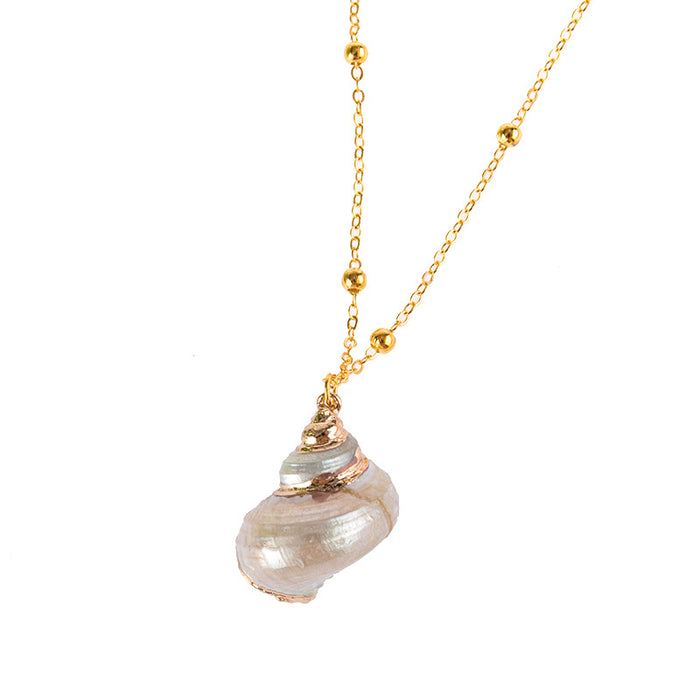 Wholesale New gold trimmed conch seashell necklace with multiple options to choose from