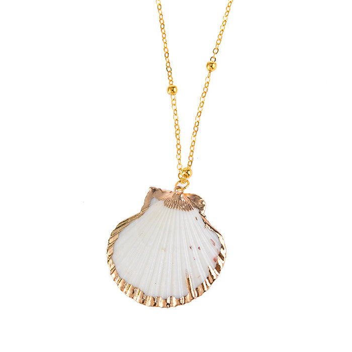 Wholesale Gold edged conch and seashell necklace