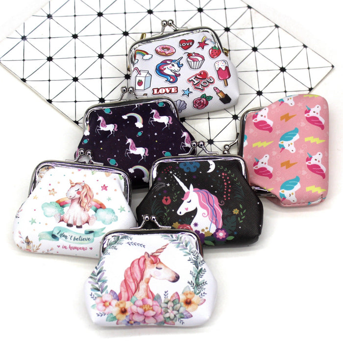 Wholesale Unicorn Print Coin Purse Cartoon Pegasus Student Coin Bag Ladies Small Wallet Children's Hand-held Creative Wallet JDC-WT-QW007