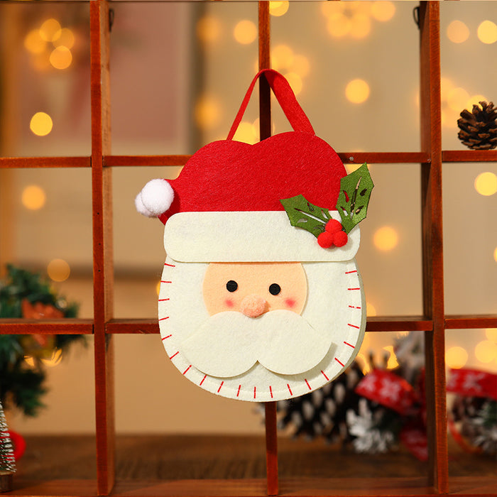 Wholesale Christmas Neck Gift Bag Happy Decal Flower Handbag Candy Bag Cartoon Children' s Handbag Apple Bag Gift Bag