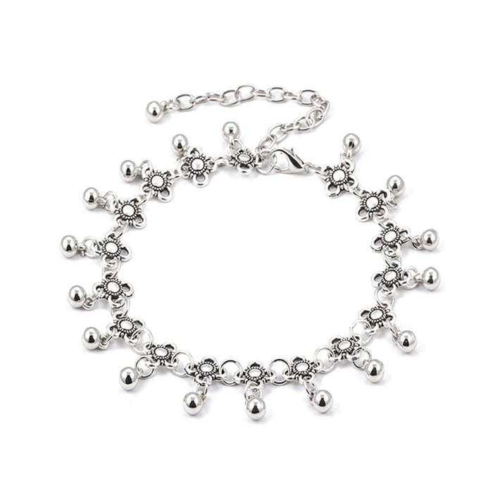 Wholesale Silver Metal Bell-Shaped Anklet,  Ethnic Style Fashion Accessory Beach Gift MOQ≥2