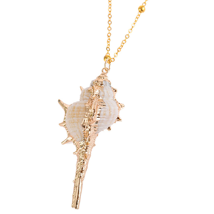 Wholesale New gold trimmed conch seashell necklace with multiple options to choose from