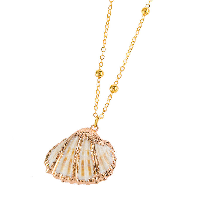 Wholesale New gold trimmed conch seashell necklace with multiple options to choose from