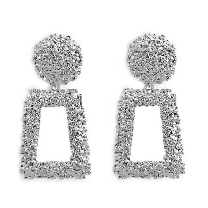 Wholesale Irregular Geometric Square Heavy Metal Frosted Earrings JDC-ES-LiR010