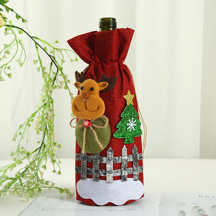 Wholesale New Christmas Party Supplies Christmas Decorations Old Man Red Wine Bag Christmas Decals Decorative Wine Bottle Set