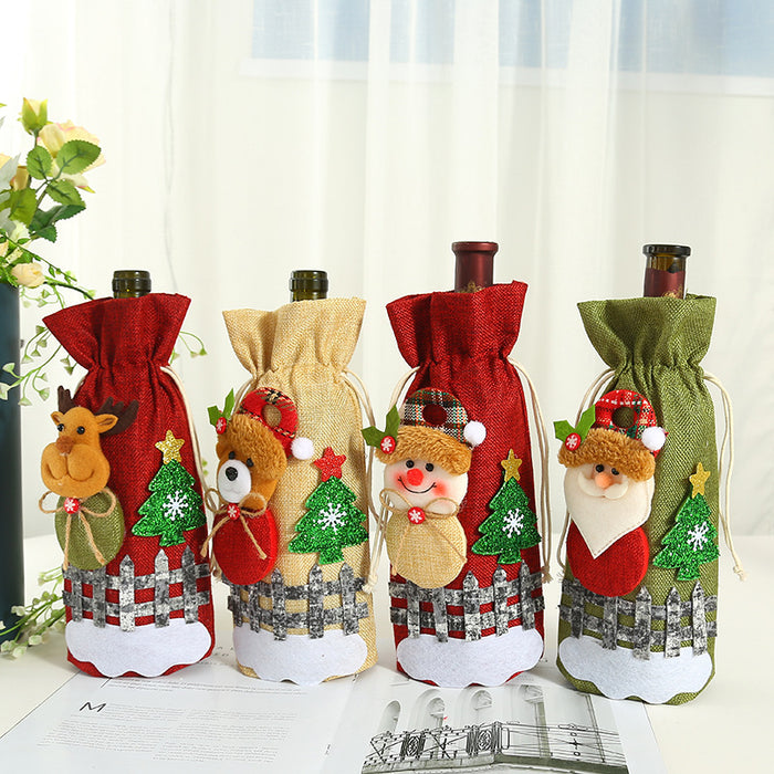 Wholesale New Christmas Party Supplies Christmas Decorations Old Man Red Wine Bag Christmas Decals Decorative Wine Bottle Set