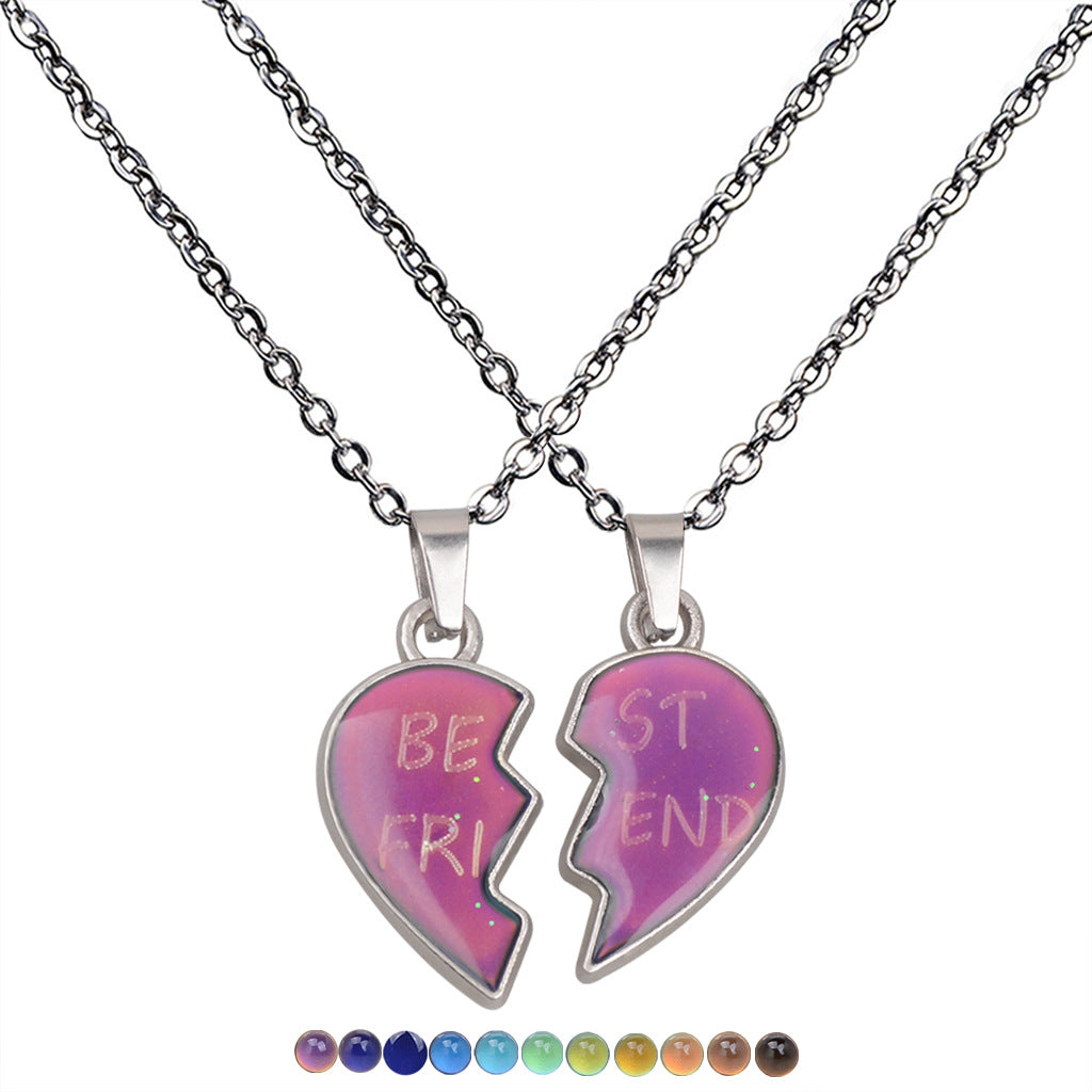 Wholesale Love Heart Color Changing Necklace Stainless Steel Chain ...