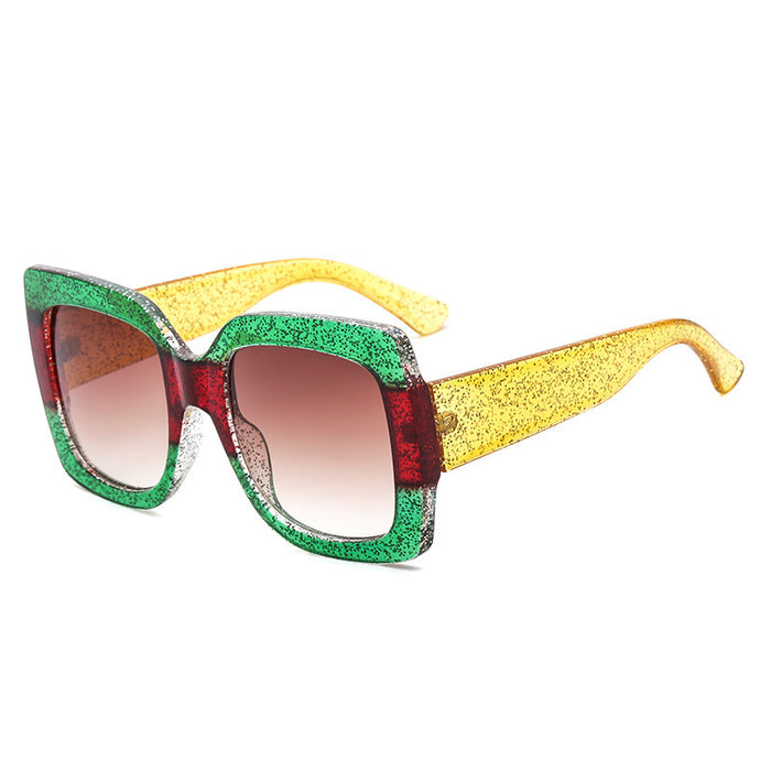 Wholesale Large-framed tricolor square crystal sunglasses
