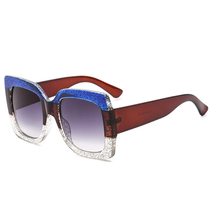 Wholesale Large-framed tricolor square crystal sunglasses