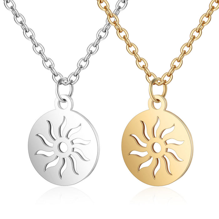 Wholesale stainless steel Gold Sun Necklace  ladies titanium steel sunflower clavicle chain