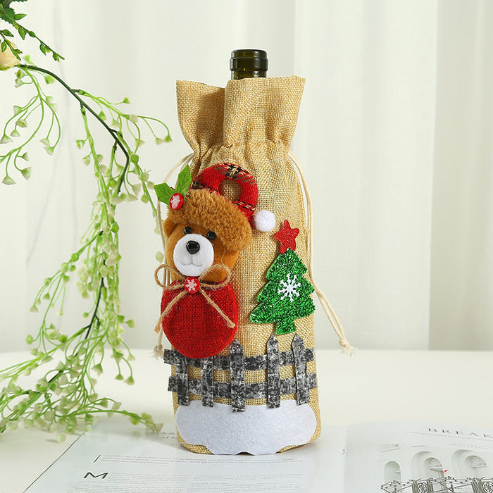 Wholesale New Christmas Party Supplies Christmas Decorations Old Man Red Wine Bag Christmas Decals Decorative Wine Bottle Set