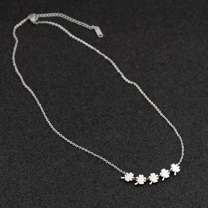 Wholesale stainless steel clover beaded necklace earrings set JDC-NE-xib002