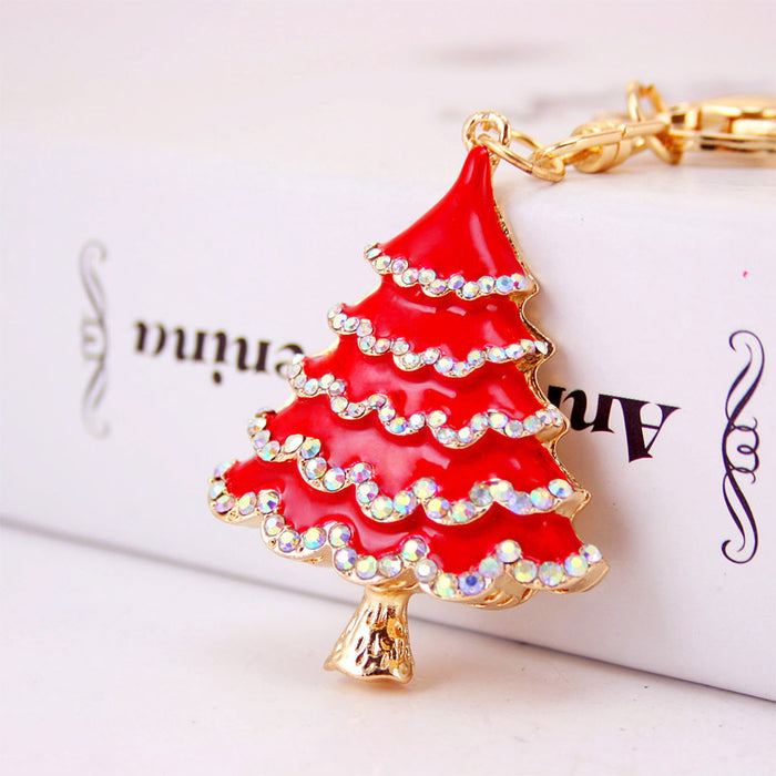 Wholesale Zinc Alloy Christmas Tree Keychain with Red Bell and  Holiday Gift Car Key Accessory