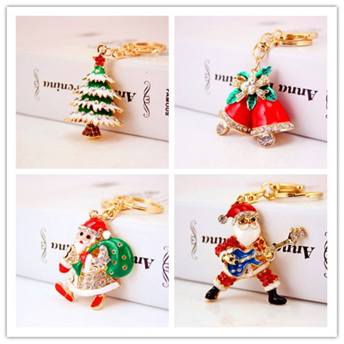 Wholesale Zinc Alloy Christmas Tree Keychain with Red Bell and  Holiday Gift Car Key Accessory