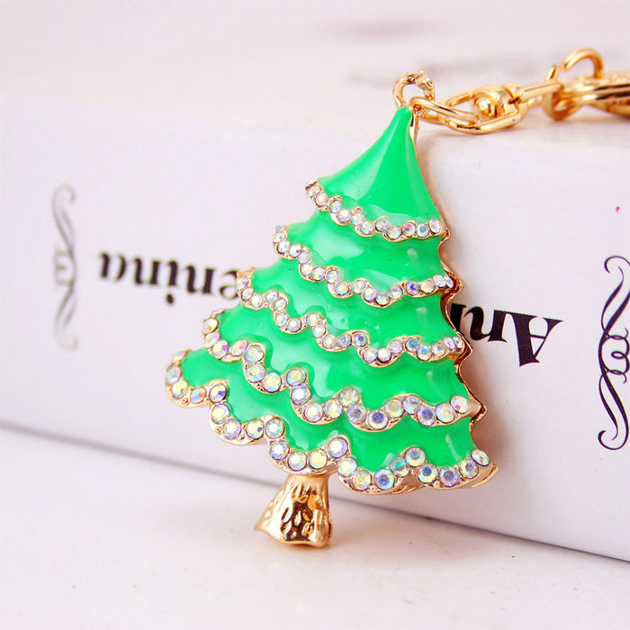 Wholesale Zinc Alloy Christmas Tree Keychain with Red Bell and  Holiday Gift Car Key Accessory