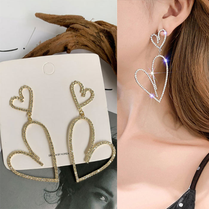 Wholesale Simple Diamond Inlaid Pearl Love Copper Earrings JDC-ES-MiD006