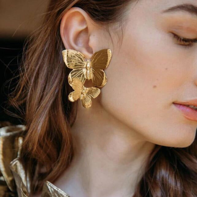 Wholesale Alloy Butterfly Earrings Exaggerated Large Flower Stud