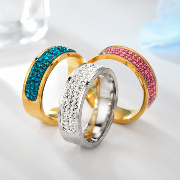 Wholesale Rings Titanium steel set with diamonds and stainless steel ring JDC-RS-DingC024