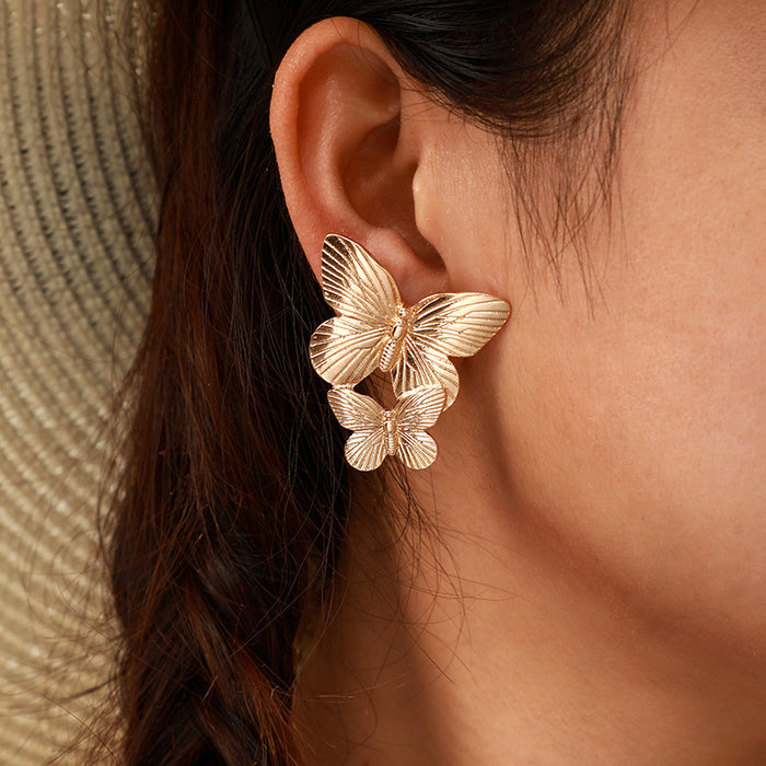 Wholesale Alloy Butterfly Earrings Exaggerated Large Flower Stud
