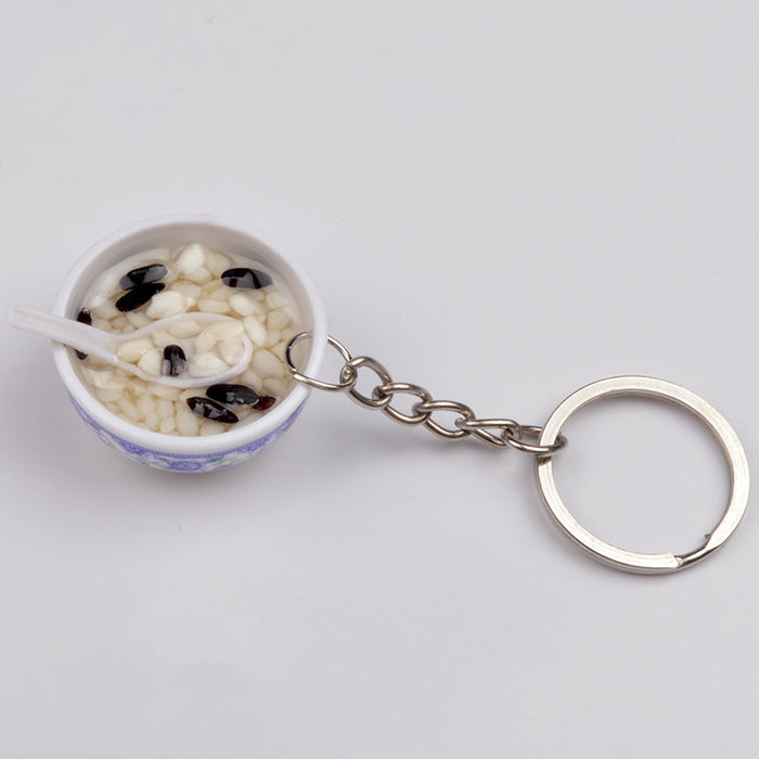 Wholesale Chinese Style Blue White Porcelain Bowl Keychain PVC Decorative Car Key Accessory Gift MOQ≥2