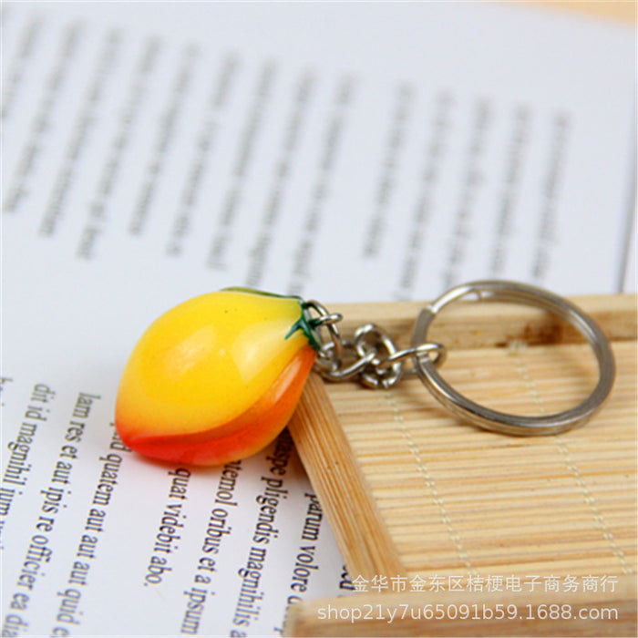 Wholesale Creative Resin Fruit Keychain Simulated Strawberry Grape Pomegranate Watermelon MOQ≥10