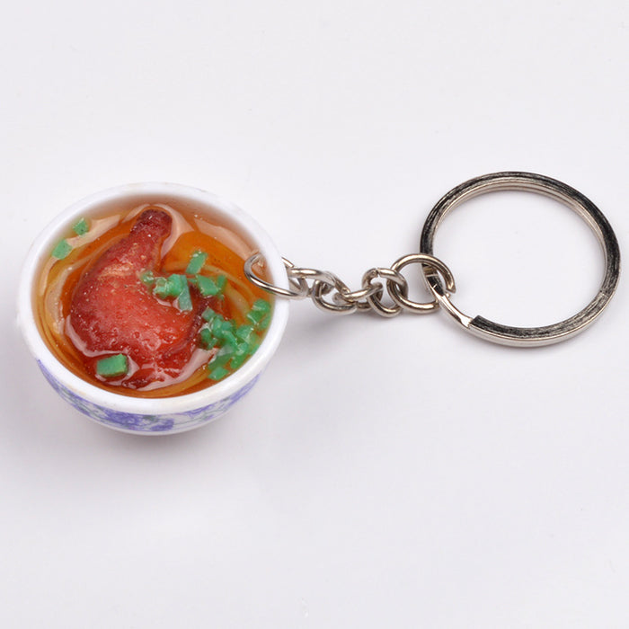 Wholesale Chinese Style Blue White Porcelain Bowl Keychain PVC Decorative Car Key Accessory Gift MOQ≥2