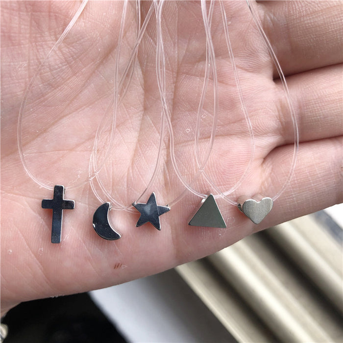 Wholesale Simple invisible transparent fishing line necklace collarbone chain wholesale zircon short necklace mermaid tears necklace