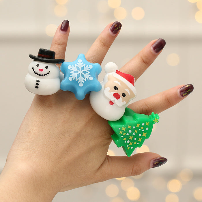 Wholesale Christmas Glowing Cartoon Soft Rubber Ring Prom Party Party Finger Lamp Kidsren' s Toy Elderly Elk Ring