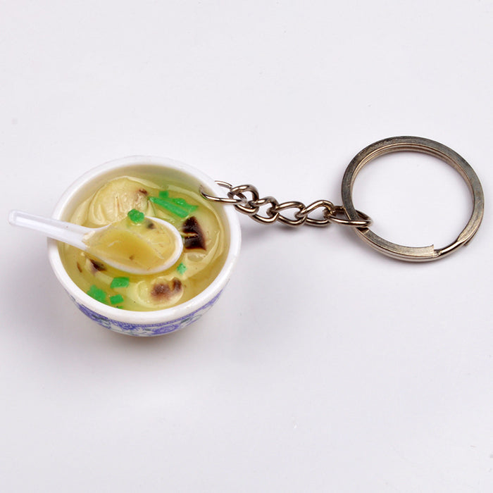 Wholesale Chinese Style Blue White Porcelain Bowl Keychain PVC Decorative Car Key Accessory Gift MOQ≥2