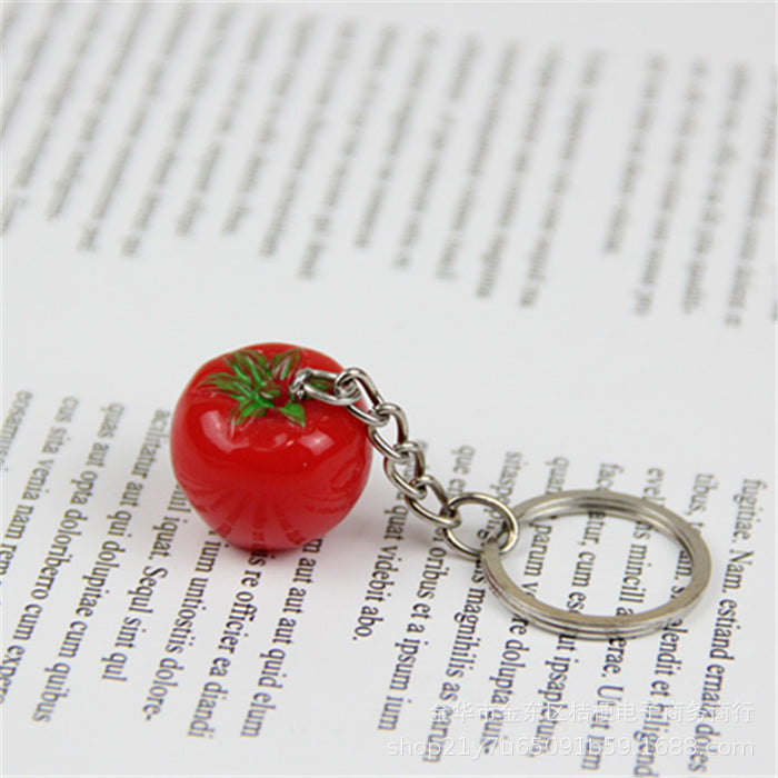 Wholesale Creative Resin Fruit Keychain Simulated Strawberry Grape Pomegranate Watermelon MOQ≥10