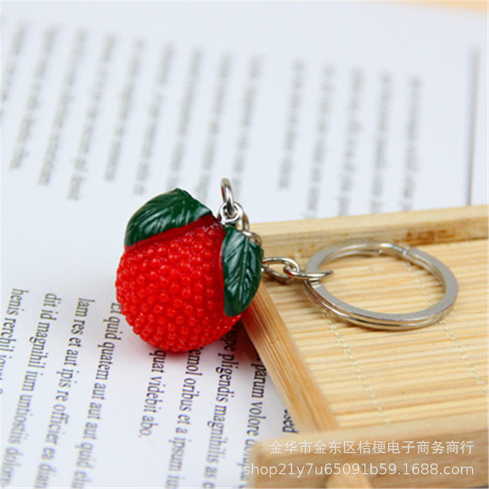 Wholesale Creative Resin Fruit Keychain Simulated Strawberry Grape Pomegranate Watermelon MOQ≥10