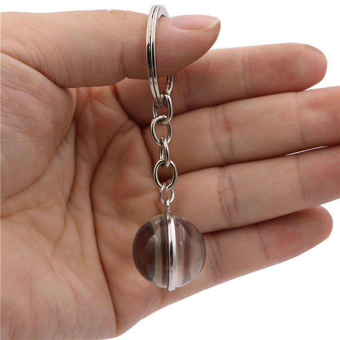 Wholesale Volleyball Time Gem Double-sided Glass Ball Alloy Keychain JDC-KC-HengX028
