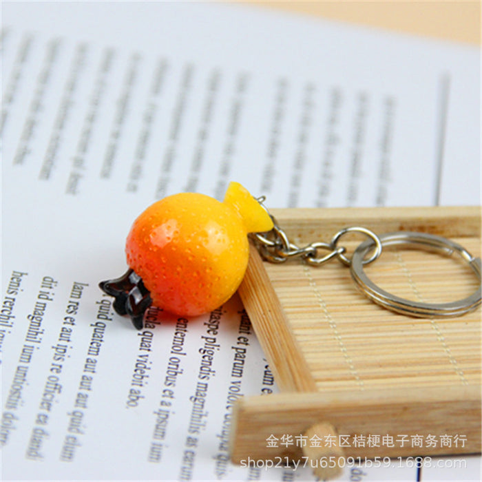Wholesale Creative Resin Fruit Keychain Simulated Strawberry Grape Pomegranate Watermelon MOQ≥10