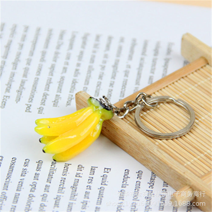 Wholesale Creative Resin Fruit Keychain Simulated Strawberry Grape Pomegranate Watermelon MOQ≥10